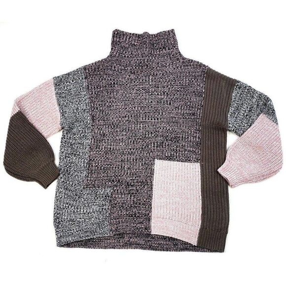 American Rag Sweater Color Block Pink Black Mock Neck Sz Small NEW‎ - Picture 1 of 8